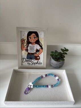 Done by Sophia Beaded Fashion Lanyard Bracelet in Blue and Purple